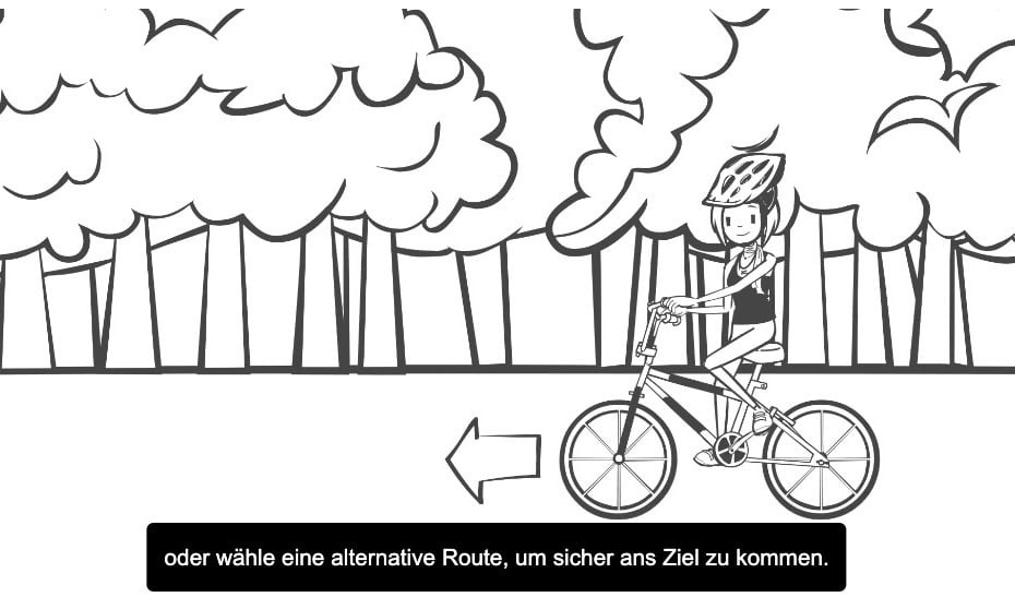 Ausschnitt eines Erkärvideos, das mögliche Untertitel im Video anzeigt, die den Sprechtext schriftlich wiedergeben.