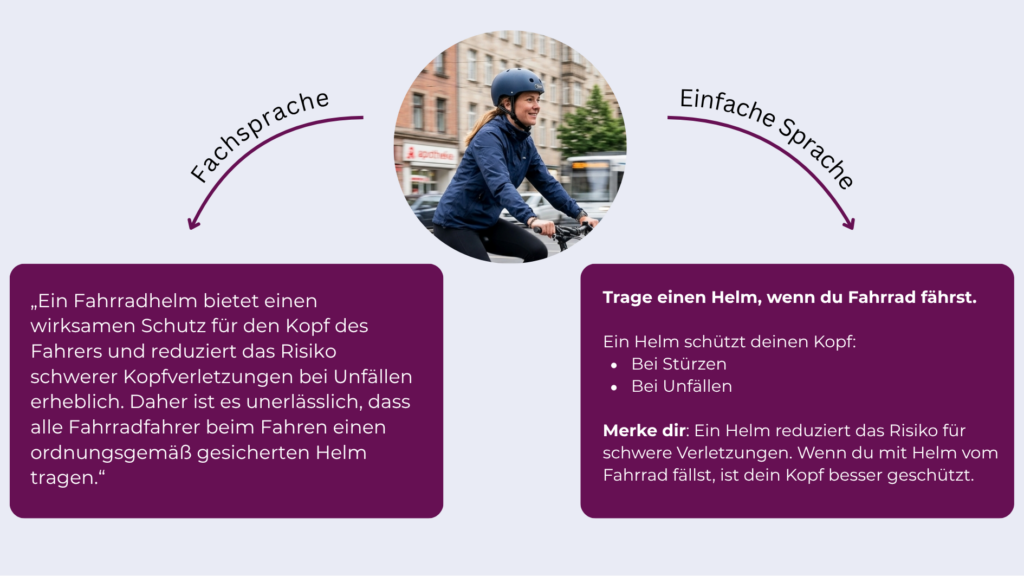 Gegen&uuml;berstellung Fachsprache vs Einfache Sprache